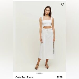 NWOT Reformation Cole Two Piece Set in White Eyelet Cotton Midi Skirt Size 4